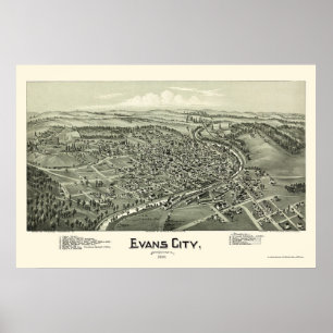 Evans City, PA Panorama Map - 1900 Poster