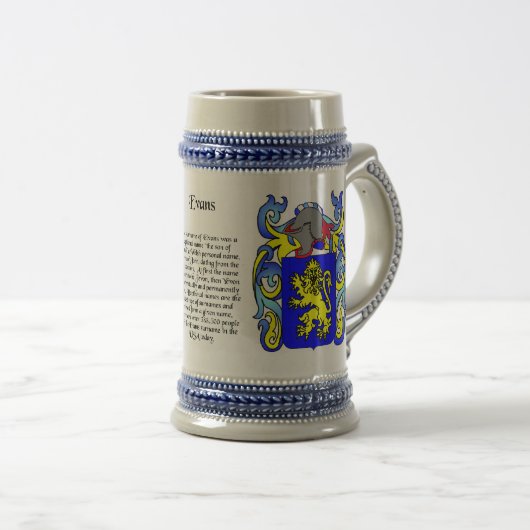 Evans Family Crest Stein Bierpul (Voorkant rechts)