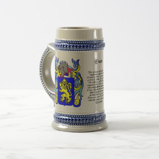 Evans Family Crest Stein Bierpul (Voorkant links)