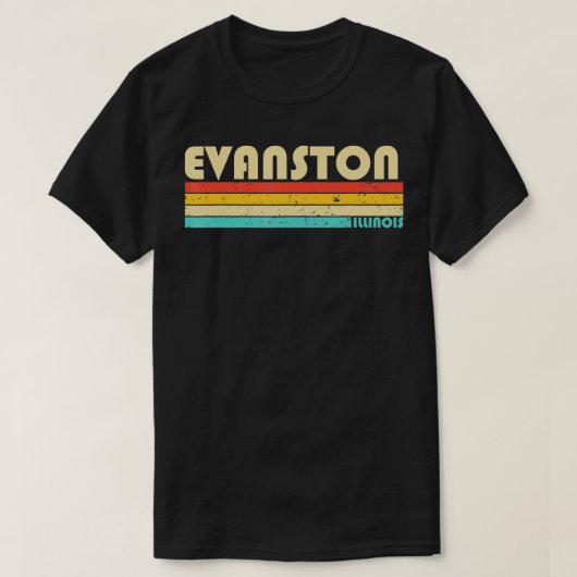 EVANSTON IL ILLINOIS Funny City Home Roots Retro 7 T-shirt (Design voorkant)