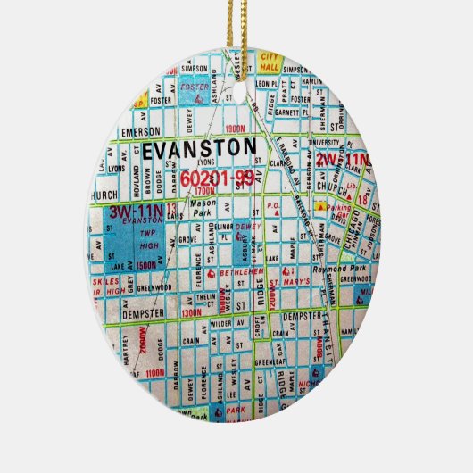 EVANSTON, IL  Kaart Keramisch Ornament (Rechts)