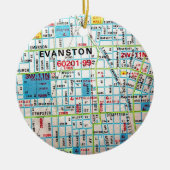 EVANSTON, IL Kaart Keramisch Ornament (Voorkant)