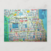 EVANSTON, IL  Map Briefkaart (Voorkant)