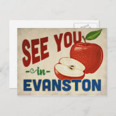 Evanston Illinois Apple - Vintage Travel Briefkaart (Voorkant / Achterkant)