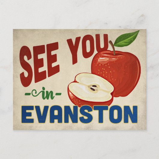 Evanston Illinois Apple - Vintage Travel Briefkaart (Voorkant)