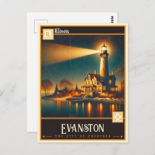 Evanston, Illinois |  Briefkaart (Voorkant / Achterkant)