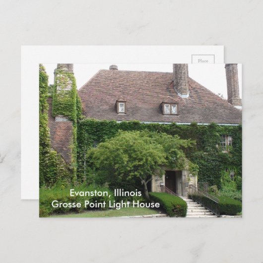 Evanston, Illinois, het Grosse Point Light House Briefkaart (Voorkant / Achterkant)