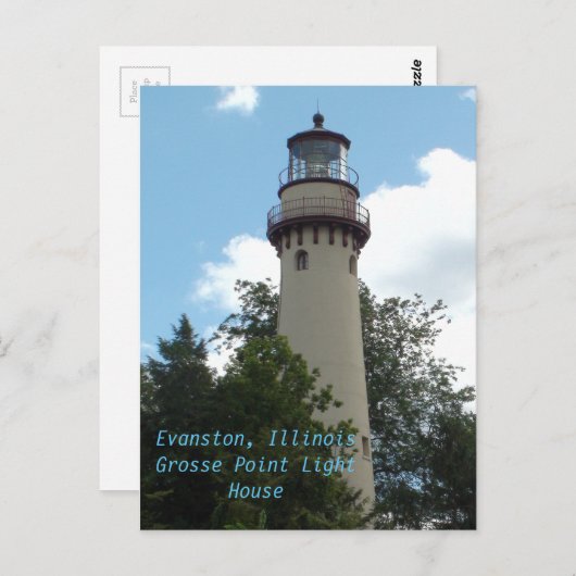 Evanston, Illinois, het Grosse Point Light House Briefkaart (Voorkant / Achterkant)