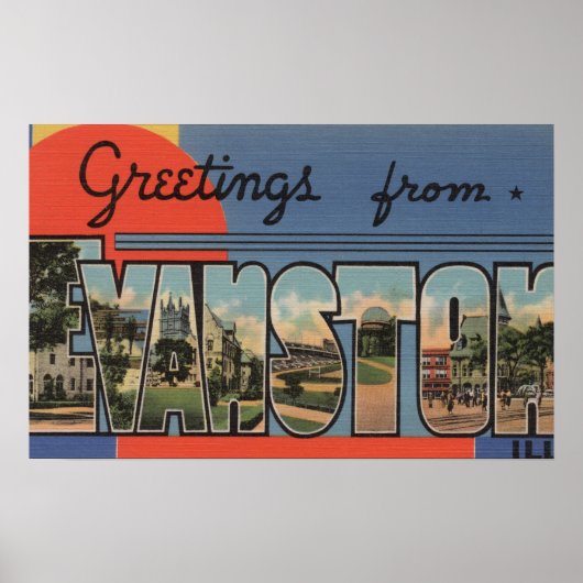 Evanston, Illinois - Large Letter Scenes Poster (Voorkant)