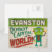 Evanston Illinois Robot - Funny  Briefkaart (Voorkant / Achterkant)