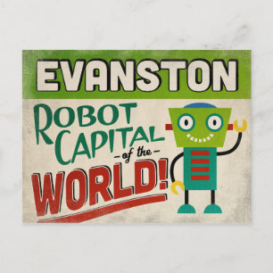 Evanston Illinois Robot - Funny  Briefkaart