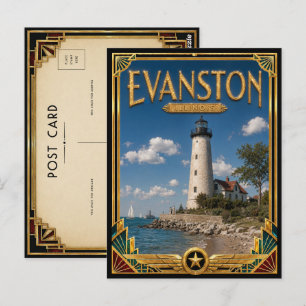 Evanston Illinois Vintage Art Deco Gouden Tijdperk Briefkaart