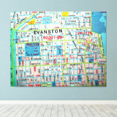EVANSTON,  kaart van IL Canvas Afdruk (Insitu (Houten vloer))