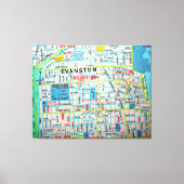 EVANSTON,  kaart van IL Canvas Afdruk (Voorkant)