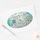 EVANSTON, kaart van IL Ovale Sticker (Envelop)