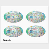 EVANSTON, kaart van IL Ovale Sticker (Vel)
