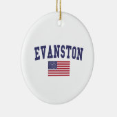 Evanston US Flag Keramisch Ornament (Rechts)