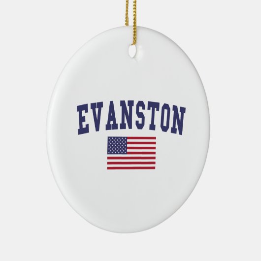 Evanston US Flag Keramisch Ornament (Rechts)