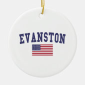 Evanston US Flag Keramisch Ornament (Voorkant)