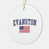 Evanston US Flag Keramisch Ornament (Links)