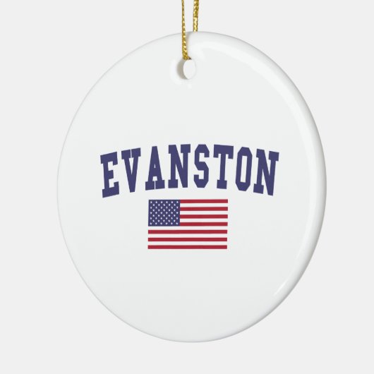 Evanston US Flag Keramisch Ornament (Links)