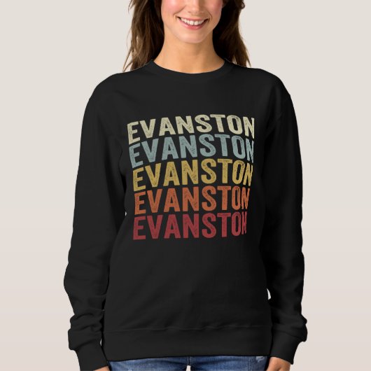 Evanston Wyoming Evanston WY Retro Vintage Text Trui (Voorkant)