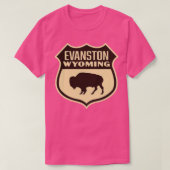 Evanston Wyoming Retro Buffalo Shield Brown T-shirt (Design voorkant)