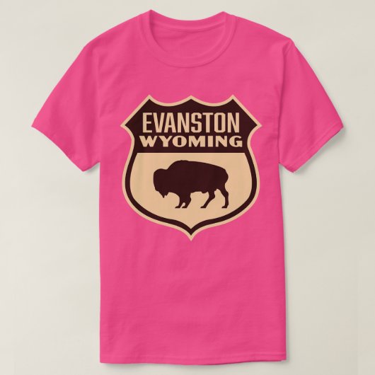 Evanston Wyoming Retro Buffalo Shield Brown T-shirt (Design voorkant)