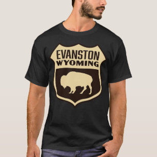 Evanston Wyoming Retro Buffalo Shield Tan T-shirt