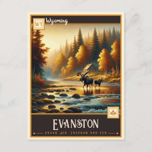 Evanston, Wyoming | Vintage Briefkaart (Voorkant)