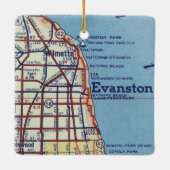  Evanstown IL-kaart Keramisch Ornament (Achterkant)