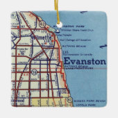  Evanstown IL-kaart Keramisch Ornament (Voorkant)