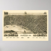 Evansville, IN Panorama - 1888 Poster (Voorkant)