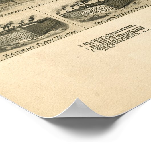 Evansville Indiana 1888 Antiek Panorama Poster (Hoek)