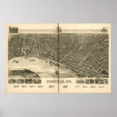 Evansville Indiana 1888 Antiek Panorama Poster (Voorkant)