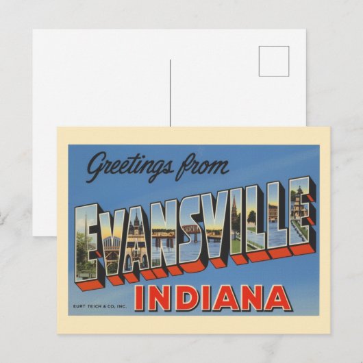 Evansville Indiana Briefkaart (Voorkant / Achterkant)
