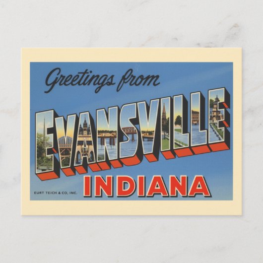  Evansville Indiana Briefkaart (Voorkant)
