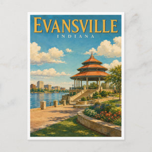 Evansville Indiana Riverfront Pagoda GeoSaga Briefkaart