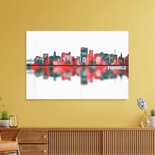 Evansville Indiana Skyline Canvas Afdruk (Insitu (Woonkamer))