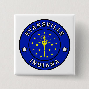 Evansville Indiana Vierkante Button 5,1 Cm