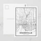 Evansville Map Briefkaart (Voorkant / Achterkant)