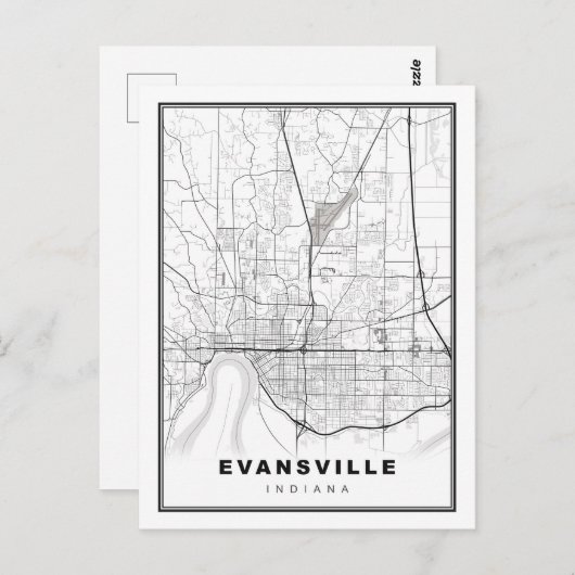 Evansville Map Briefkaart (Voorkant / Achterkant)
