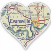 Evansville op Kaart Sticker (Voorkant)
