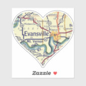  Evansville op Kaart Sticker (Vel)