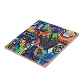 Eva's tuin-handschilderde moderne kunst tegeltje (Zijkant)