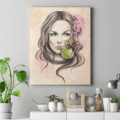 Eve and Apple Woman portret Biblical Surreal art Canvas Afdruk