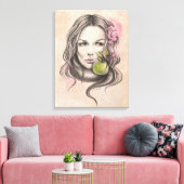 Eve and Apple Woman portret Biblical Surreal art Canvas Afdruk (Insitu (Woonkamer))