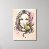 Eve and Apple Woman portret Biblical Surreal art Canvas Afdruk (Voorkant)