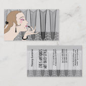 Eve, Art Deco Lady in Grey and Taupe Visitekaartje (Voorkant / Achterkant)