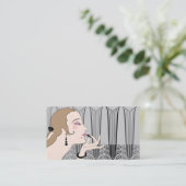 Eve, Art Deco Lady in Grey and Taupe Visitekaartje (Staand voorkant)